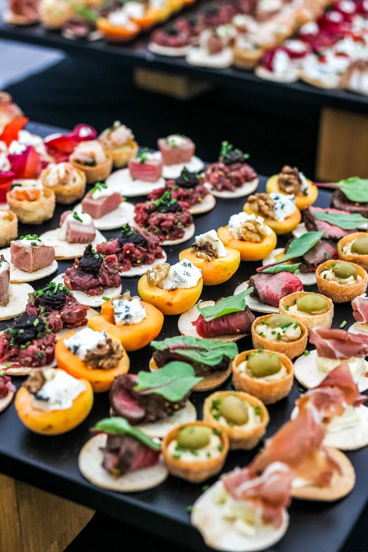 Hors d'oeuvres prepared for passed service
